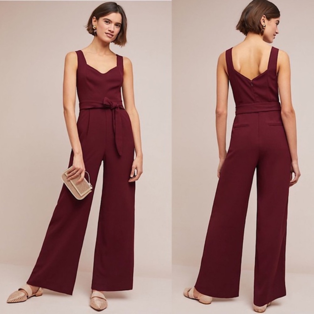 Anthropologie The Essential Jumpsuit Maroon 16 New - Picture 1 of 10